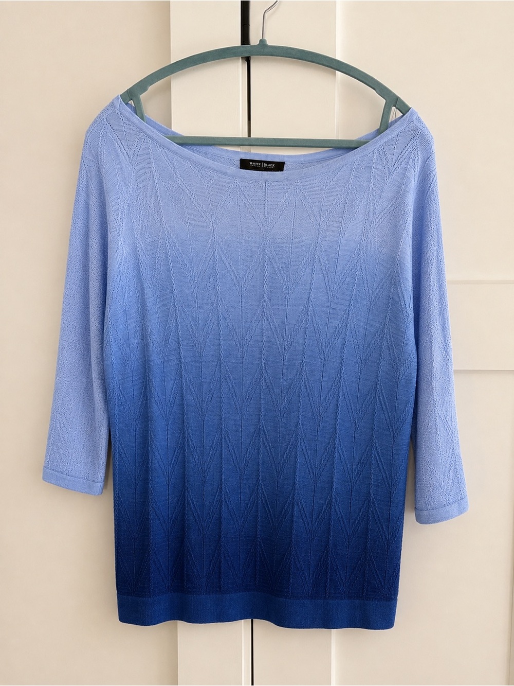 WHBM Ombré Boatneck Blouson Sweater Textured  3/4 Sleeves S